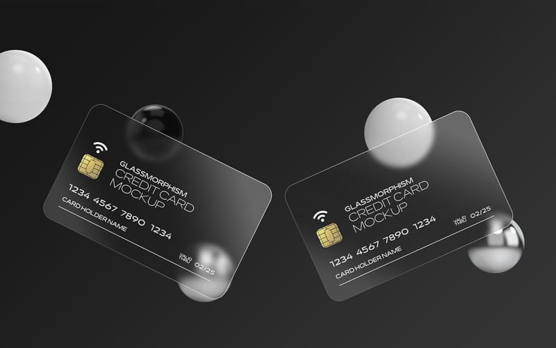 Mockup di carta di credito effetto vetro Vol 05