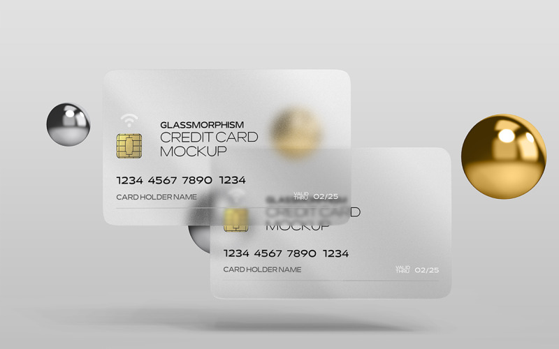 Mockup di carta di credito effetto vetro Vol 08