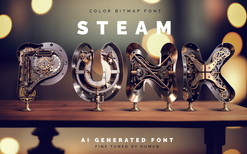 SteampunkAi - Farbige Bitmap-Schriftart