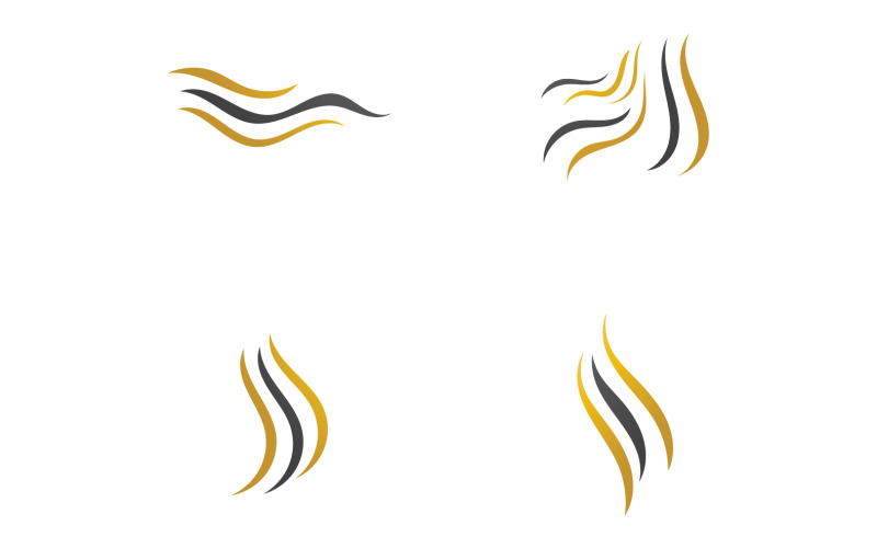 Cabello ondulado estilo negro y logo dorado v59