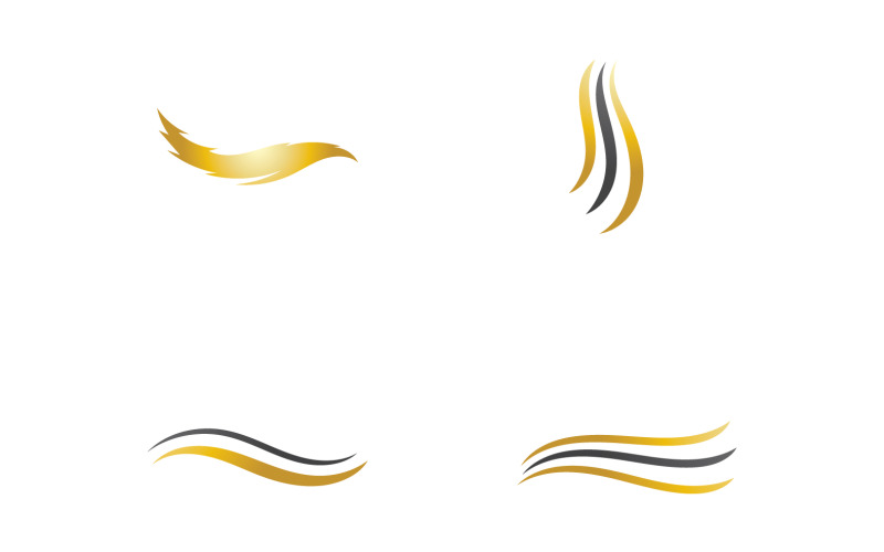 Style de vague de cheveux noir et logo doré v62