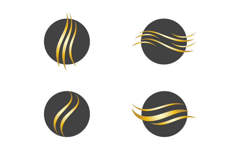 Estilo de onda de cabelo preto e logotipo de ouro versão vetorial 53