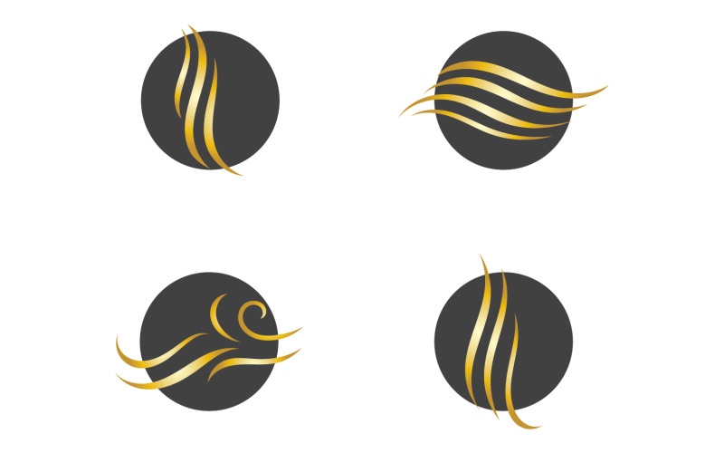 Estilo de onda de cabelo preto e logotipo de ouro versão vetorial 59