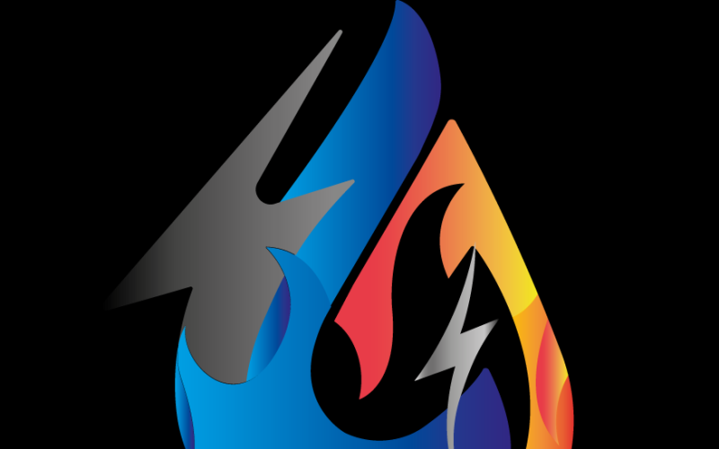 Logo di fuoco e acqua e scintilla