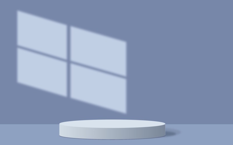 Escenario de podio circular y renderizado 3d de fondo de sombra de ventana