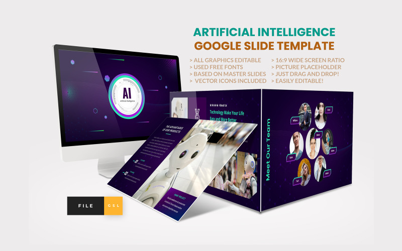 Modelo de slides do Google de inteligência artificial