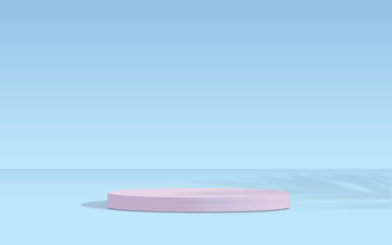 Podio circolare e rendering 3d su sfondo blu