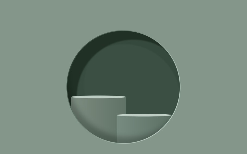 Two circular podium stage and showcase background 3d rendering