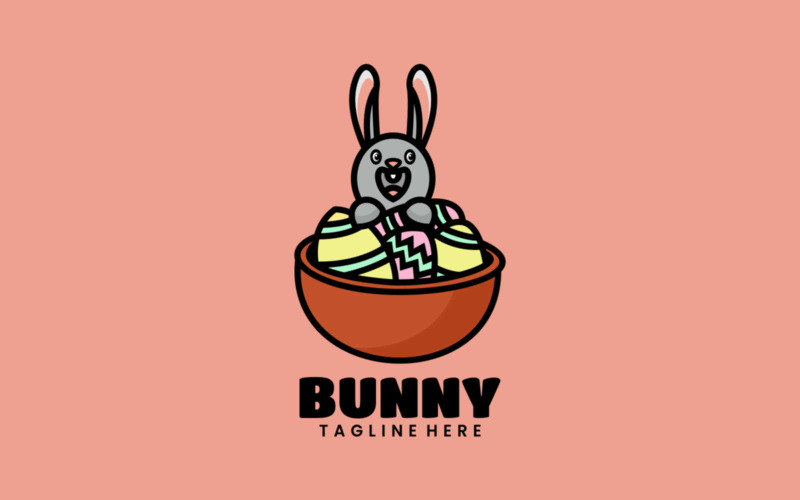 Design de logotipo de desenho animado de mascote de coelho
