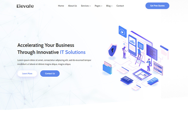 Elevate – шаблон веб-сайту IT-рішень і бізнес-послуг