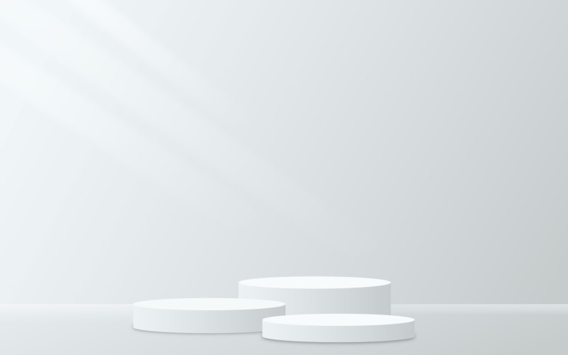 escenario de podio circular de tres colores y renderizado 3d de fondo