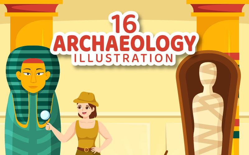 16 ilustracji wektorowych archeologii