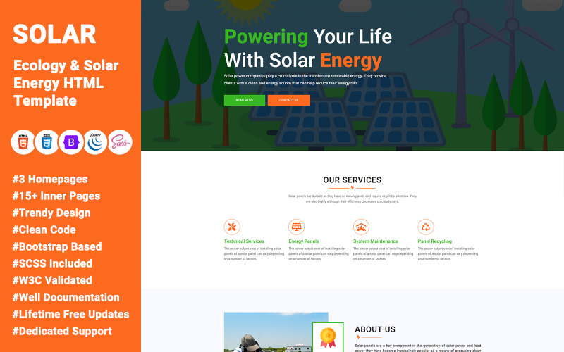 Napenergia - Ökológia és napenergia HTML-sablon