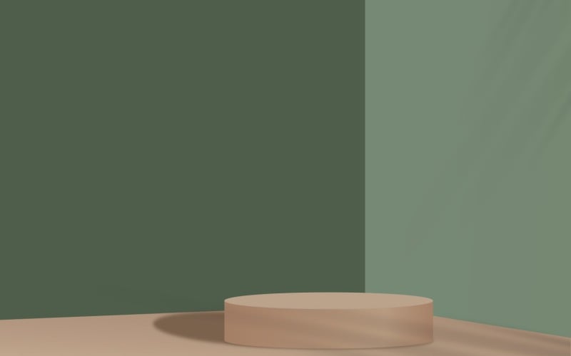 palco de pódio circular de cor marrom e fundo de canto renderização em 3d