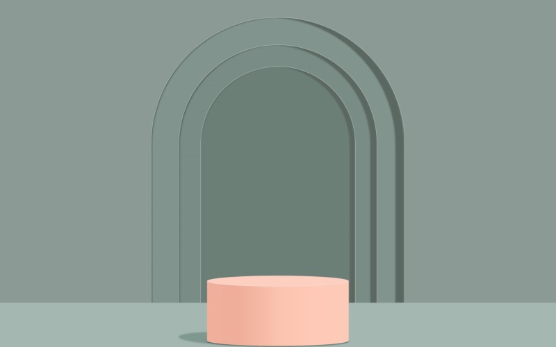 palco de pódio circular de cor rosa e renderização em 3d de fundo de cor verde