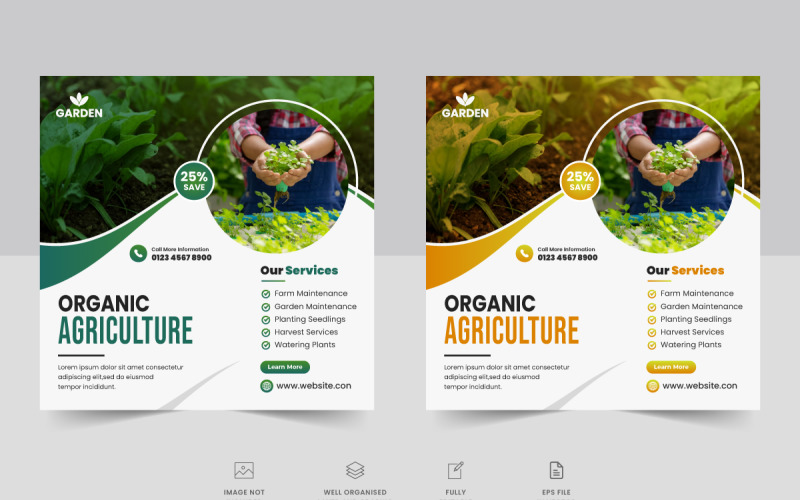 Послуги агроферми в соціальних мережах, розміщення банерів і шаблон дизайну веб-банерів для сільського господарства та сільського господарства
