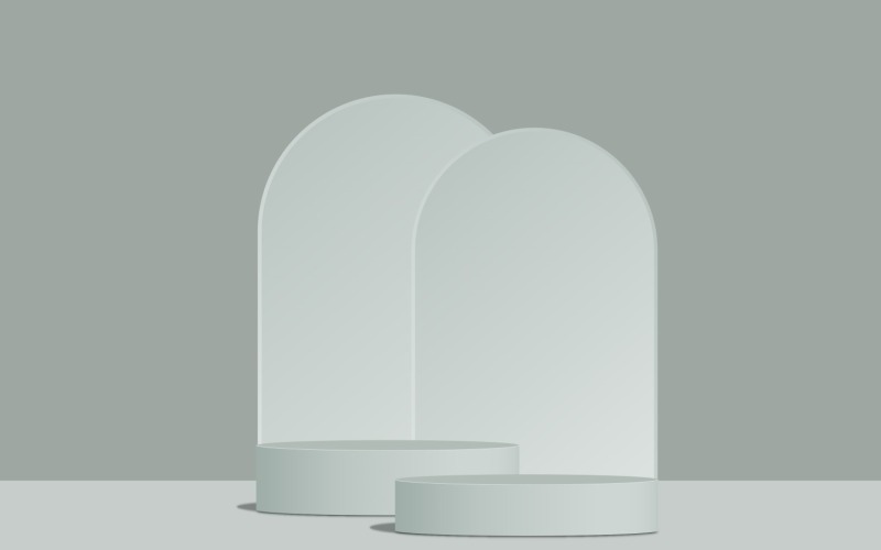 scène de podium circulaire bicolore et fond de couleur vert tendre rendu 3d