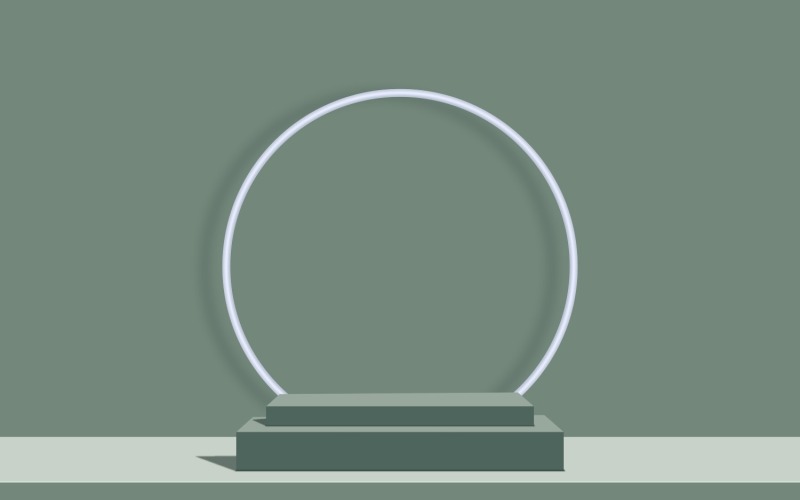 scène de podium rectangle de couleur vert foncé et fond de bague de couleur blanche rendu 3d