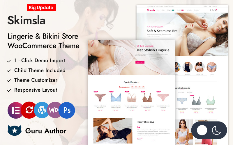 Skimsla - Lingerie en ondergoed Elementor WooCommerce responsief thema
