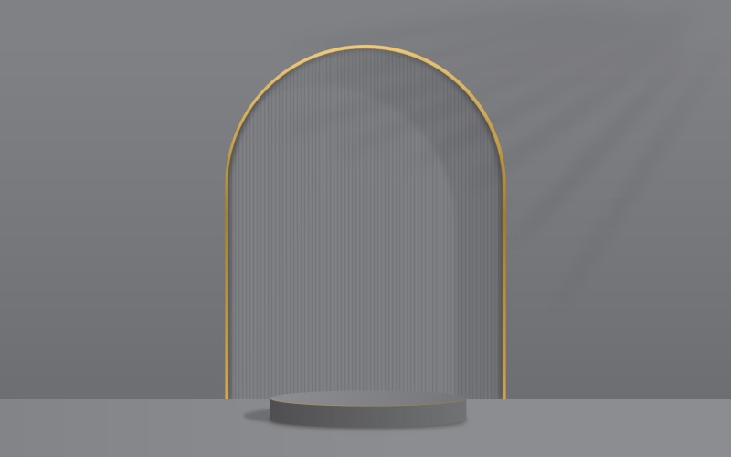 szürke színű kör alakú pódium színpad és kirakat háttér 3d rendering