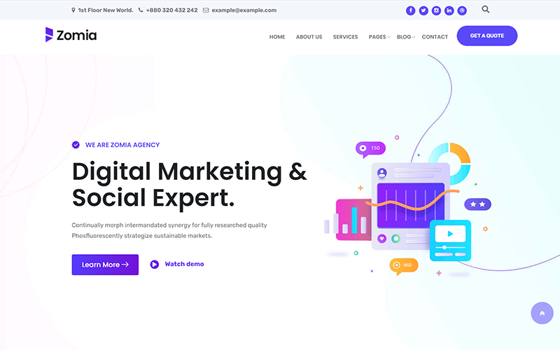 Zomia Digital Marketing Bootstrap HTML5-webbplatsmall