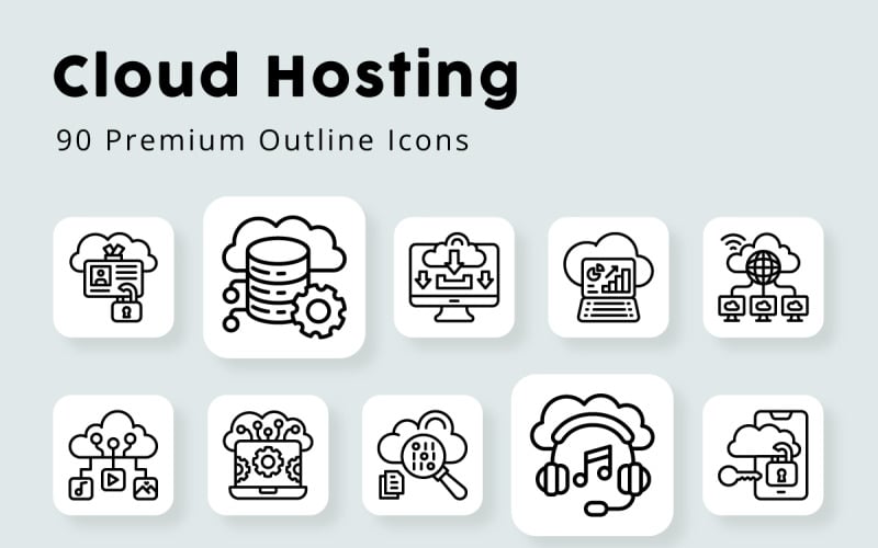 Cloud-Hosting-Gliederungssymbole