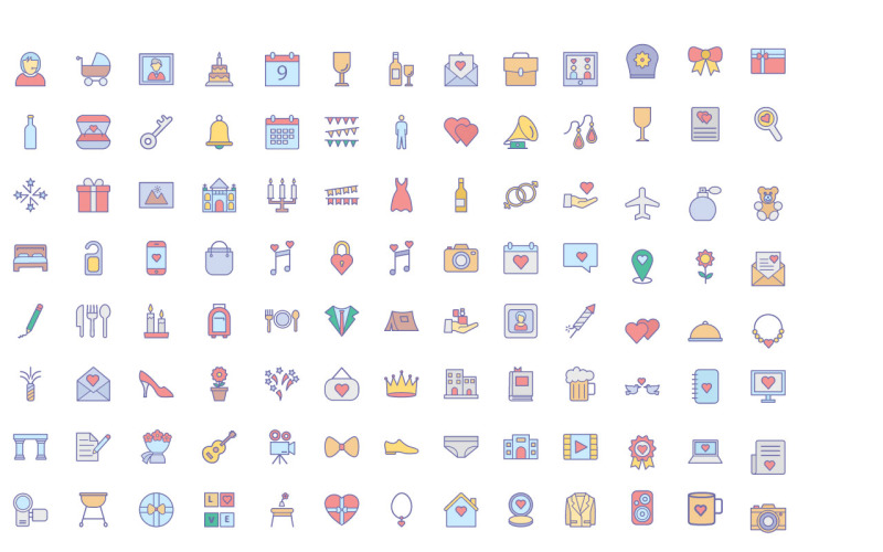 Paquete de iconos vectoriales de boda | IA | EPS | SVG