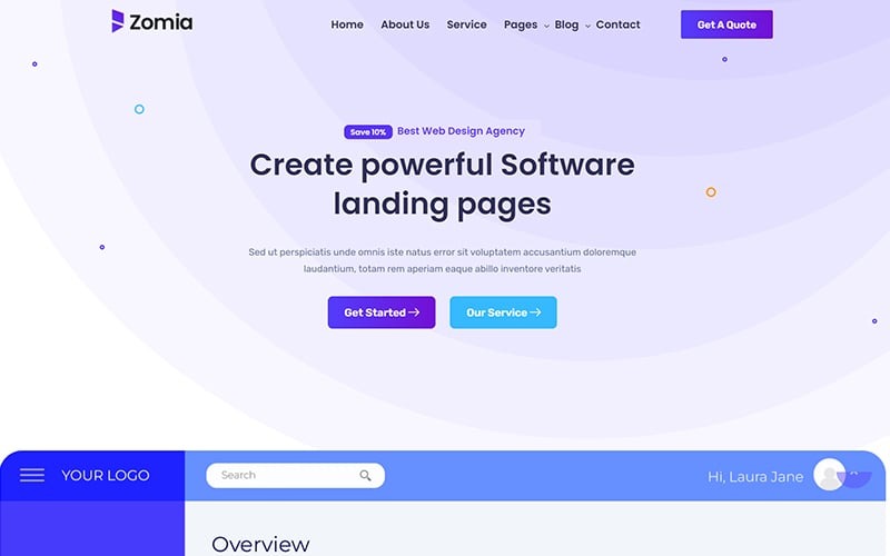 Шаблон сайта Zomia ERP Software Bootstrap HTML5