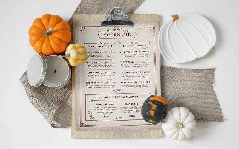 Vintage Bodegon Food Menu Stationery TemplateMonster