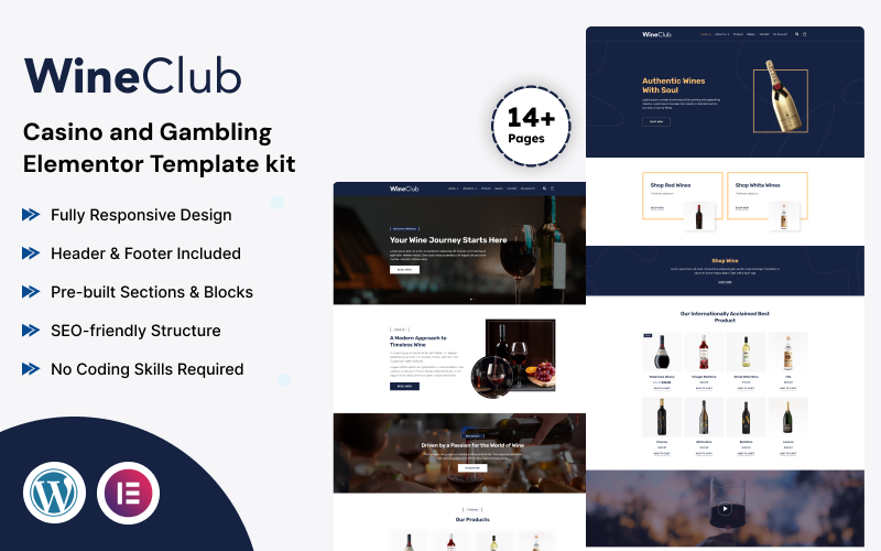 WineClub - Wijnwinkel Elementor-sjabloonkit