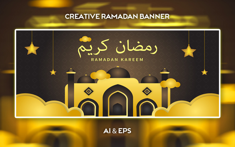 Design criativo de banner vetorial do Ramadã