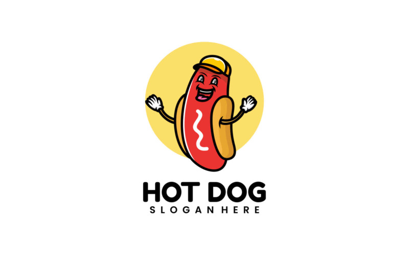 Hotdog Karikatür Logo Stili