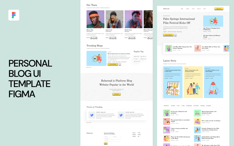 Modèle d'interface utilisateur de blog personnel Figma