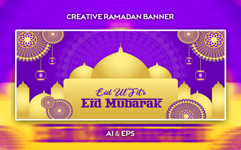 Minimalista Eid-Ul-Fitr Mubarak Vector Banner Design