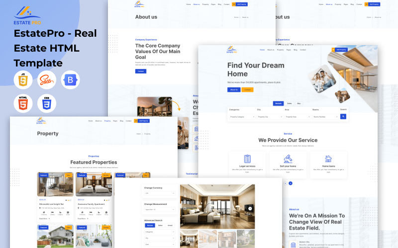 EstatePro - HTML-sjabloon voor onroerend goed