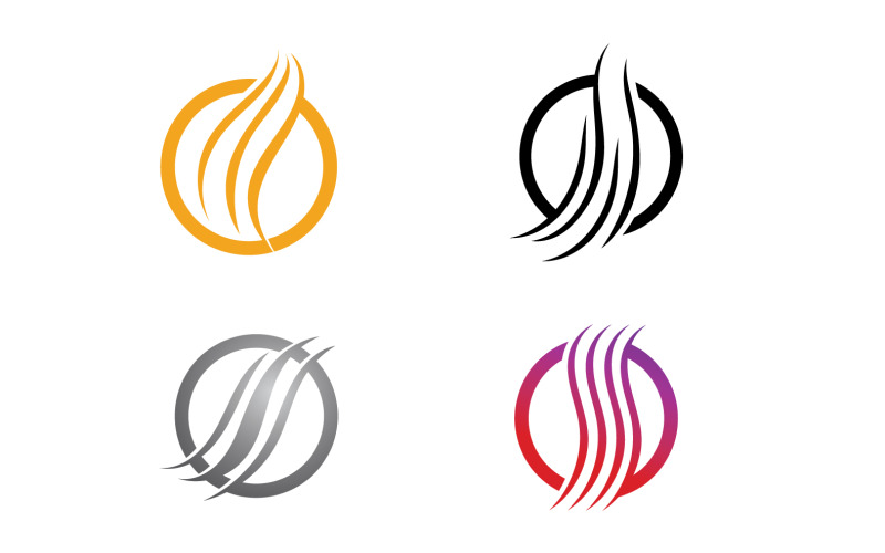 Logo del design dell'onda della linea dei capelli e vettore di simboli v58