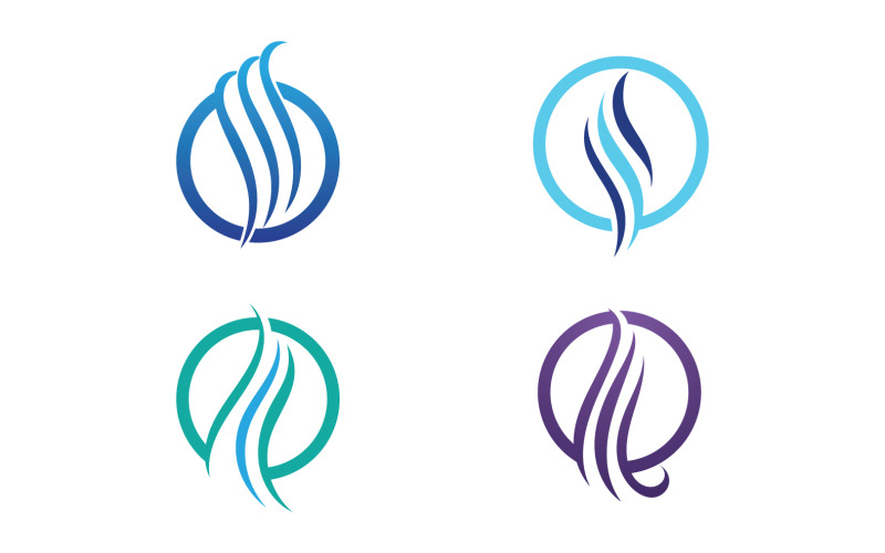 Logotipo de design de onda de linha de cabelo e vetor de símbolo v56