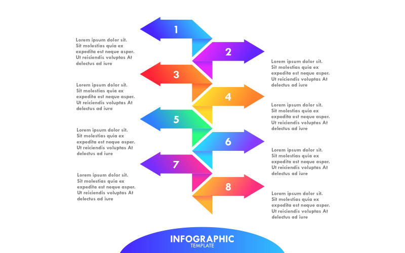 Modelo de vetor de cronograma de fluxo de trabalho de negócios de infográfico de seta colorida