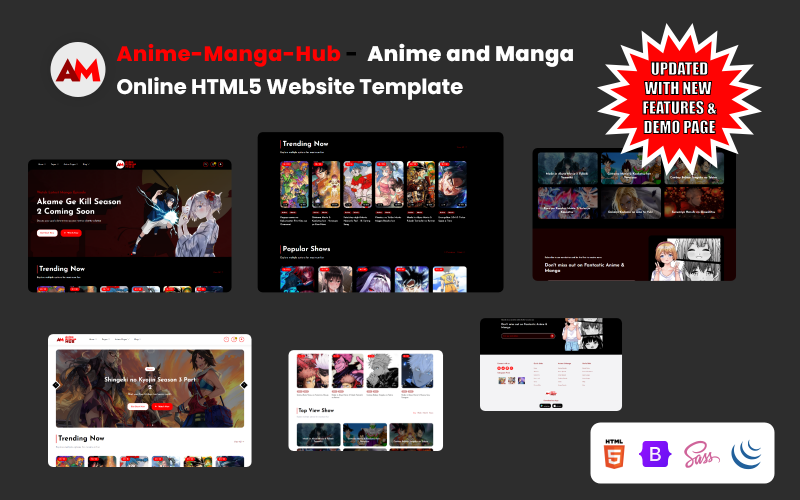 Anime & Manga Bootstrap-mallar för Manga-webbplatser - TemplateMonster