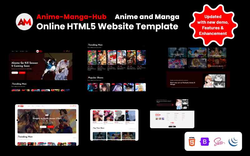 Anime&Manga-Hub - Anime och Manga Online HTML5 webbplatsmall