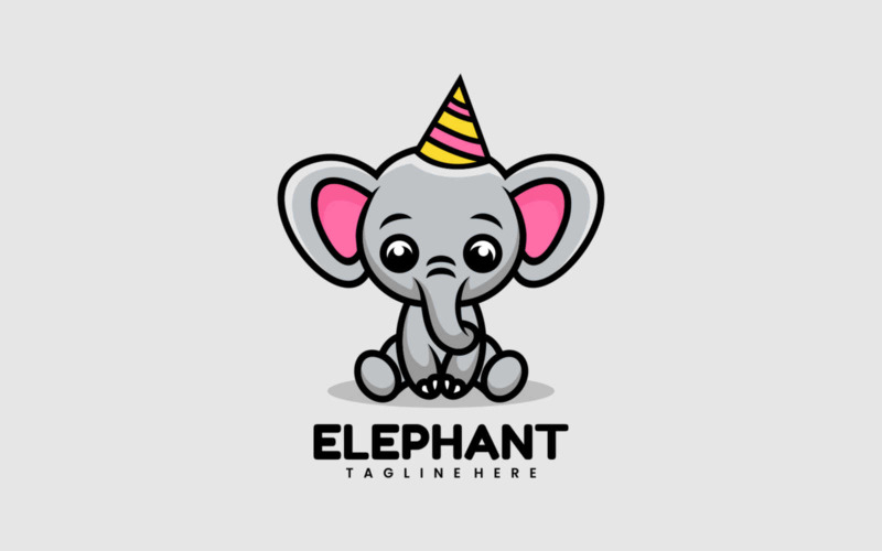 Elefant maskot tecknad logotyp stil