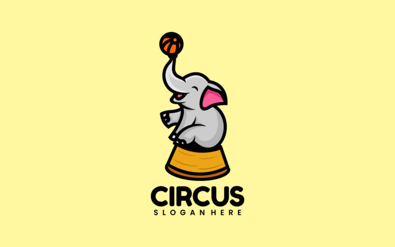 Logo de dessin animé d'éléphant de cirque