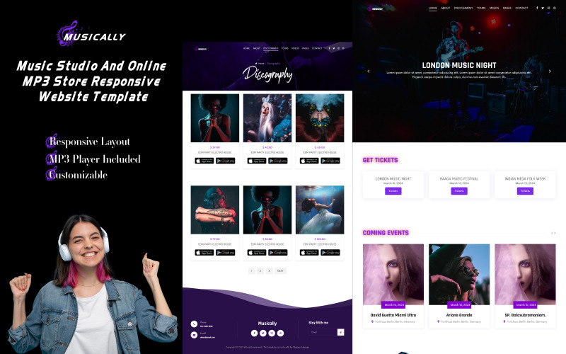 Muzycznie - Studio muzyczne i sklep online MP3 Responsywny szablon strony internetowej.