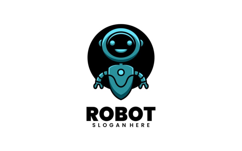 Робот Простой Талисман Логотип Стиль