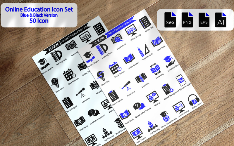 Online utbildning ikoner Set