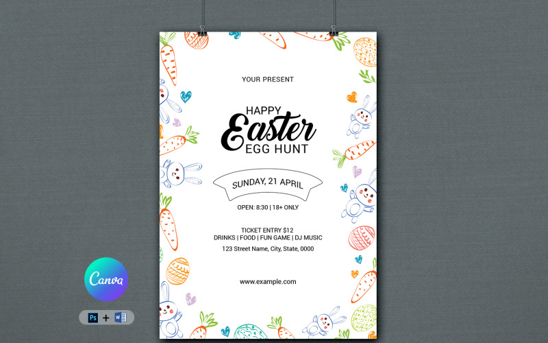 Modello di volantino per invito a una festa di Pasqua stampabile