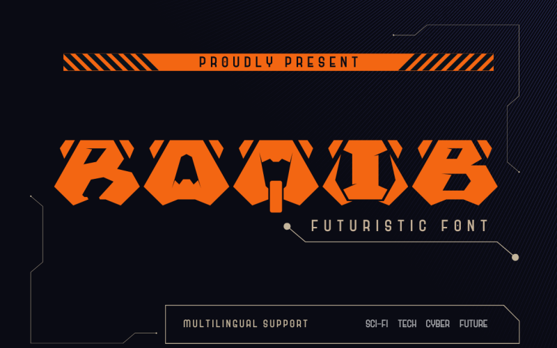 Raqib | Futuristisk stil teckensnitt