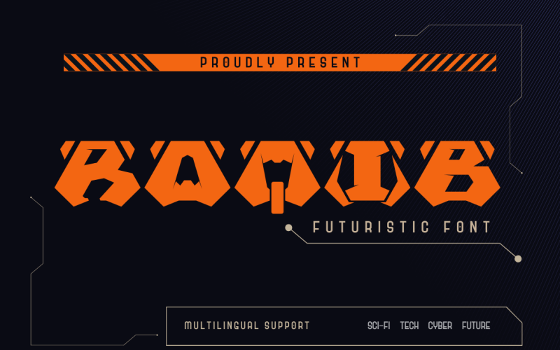 Raqib | Lettertype in futuristische stijl