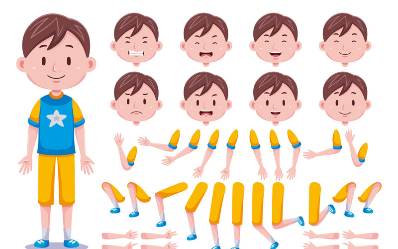 Front View Cute Boys Character Creation Set #01