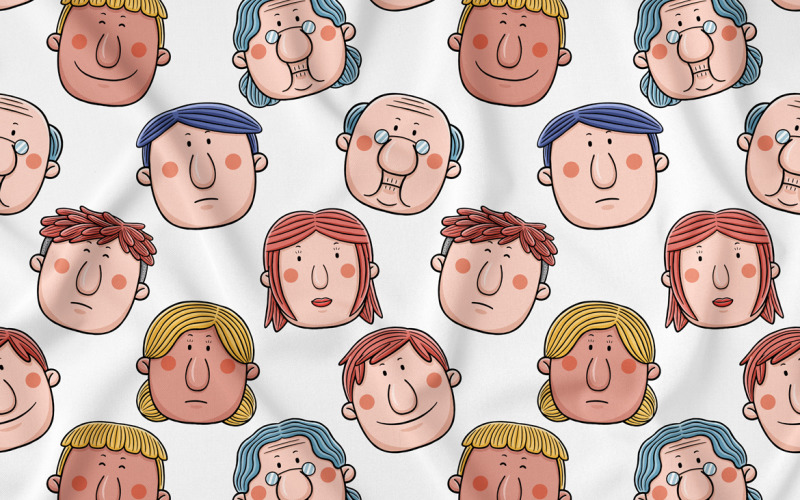 Nettes Gesicht Menschen nahtlose Muster